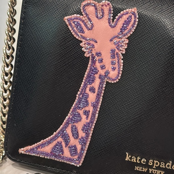 Kate Spade Bag Safari Giraffe and Zebra Black Leather Crossbody Bag RARE - Picture 5 of 17